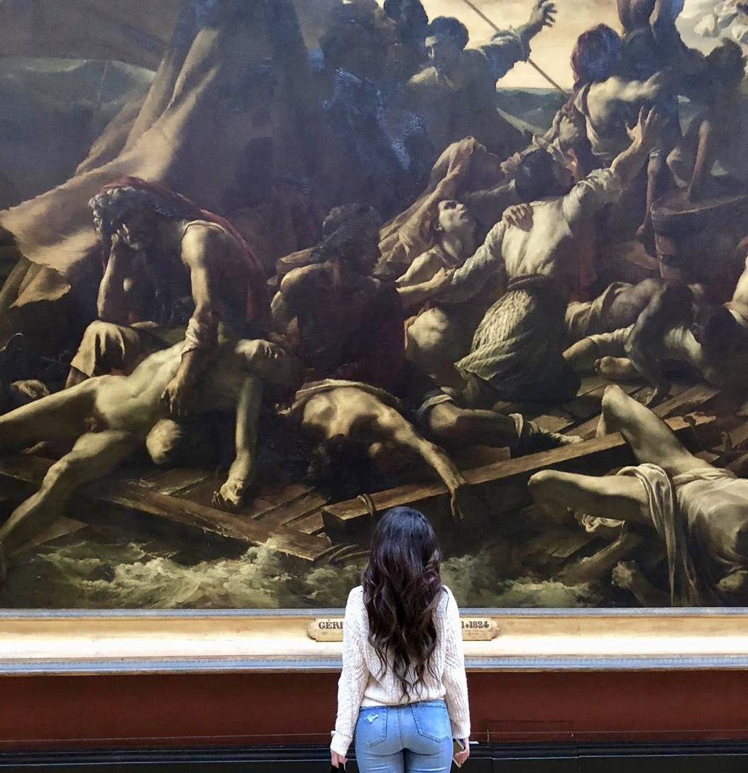Photo by PetiteMelissa with the username @PetiteMelissa, who is a star user,  October 25, 2018 at 1:45 PM and the text says 'Le Radeau de La Méduse by Théodore Géricault in the #MuseeLouvre 
The most famous painting from the Romantic Art movement.

Feed your brain & Unleash Your Creativity!

#Gericault #Romanticism #ArtMovement'