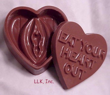 Photo by Swingtastic Toys with the username @swingtastic,  September 22, 2011 at 8:03 PM and the text says 'wetandhard:

I want to see you eat pussy … this seems like a good place to start

How many of these could you eat each day? #sex  #vagina  #eat  #out  #heart  #chocolate'