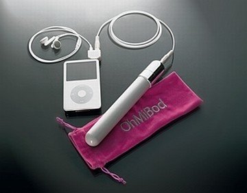 Photo by Swingtastic Toys with the username @swingtastic,  March 17, 2011 at 5:10 AM and the text says 'OhMiBod - The IPod VibratorOhMiBod is a sleek, sophisticated new generation of vibrator that combines elegance of design with the excitement of your favorite music. The audio enabled integrated microchip allows the OhMiBod ipod massager to vibrate to the..'