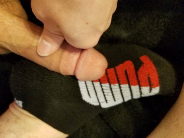 Photo by midwest22323 with the username @midwest22323, who is a verified user,  February 12, 2017 at 6:05 PM and the text says 'Puma socks and my cock :)'