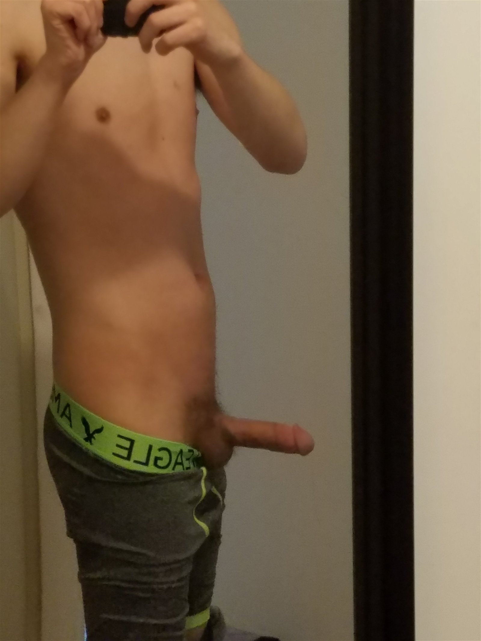 Photo by midwest22323 with the username @midwest22323, who is a verified user,  January 8, 2017 at 11:27 PM and the text says 'Various photos of me in my underwear from the past 2 months. A few cock shots poking out as well :) #underarmour  #bulge  #boxerbriefs  #american  #eagle  #precum'