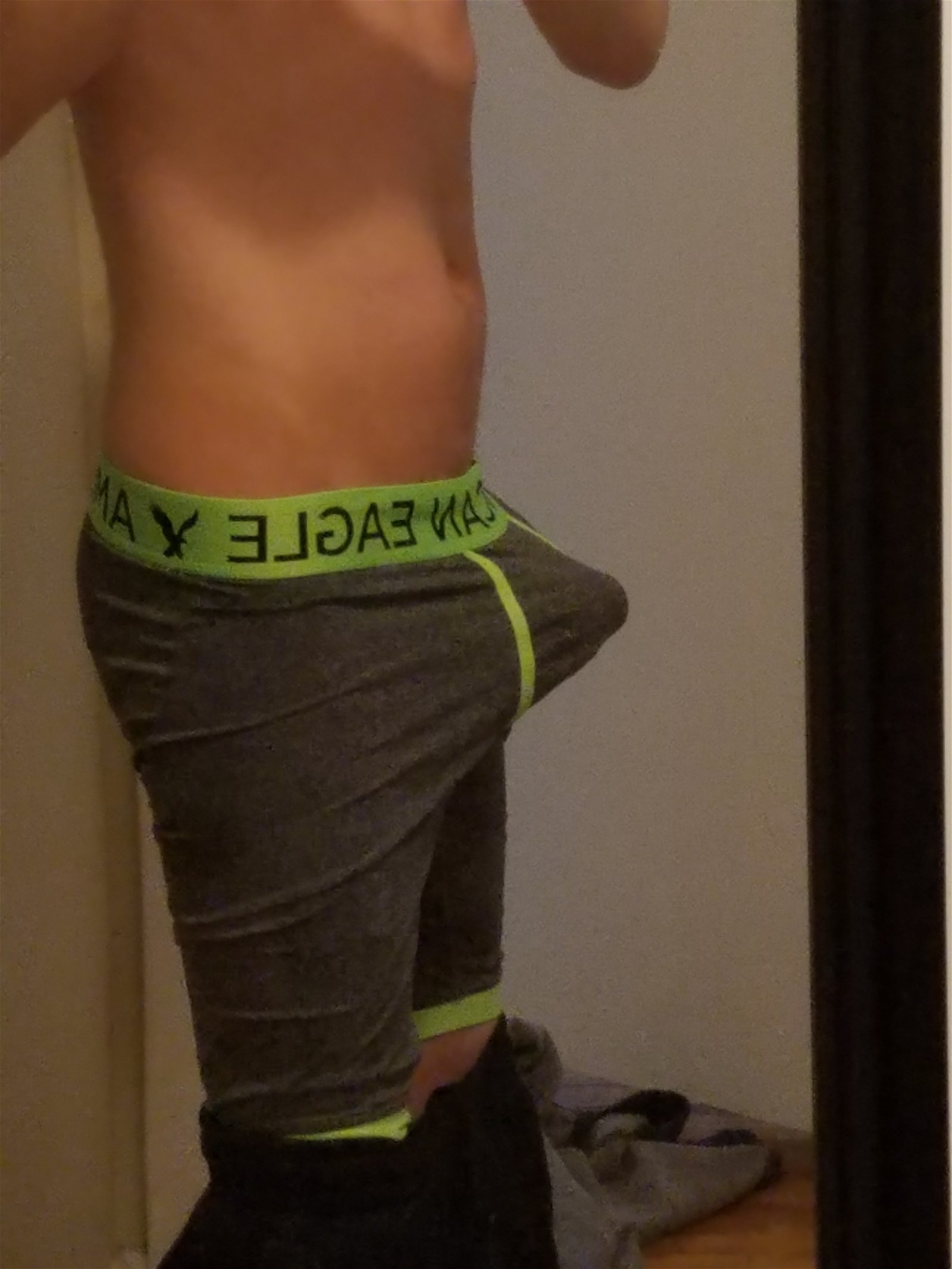 Photo by midwest22323 with the username @midwest22323, who is a verified user,  January 8, 2017 at 11:27 PM and the text says 'Various photos of me in my underwear from the past 2 months. A few cock shots poking out as well :) #underarmour  #bulge  #boxerbriefs  #american  #eagle  #precum'