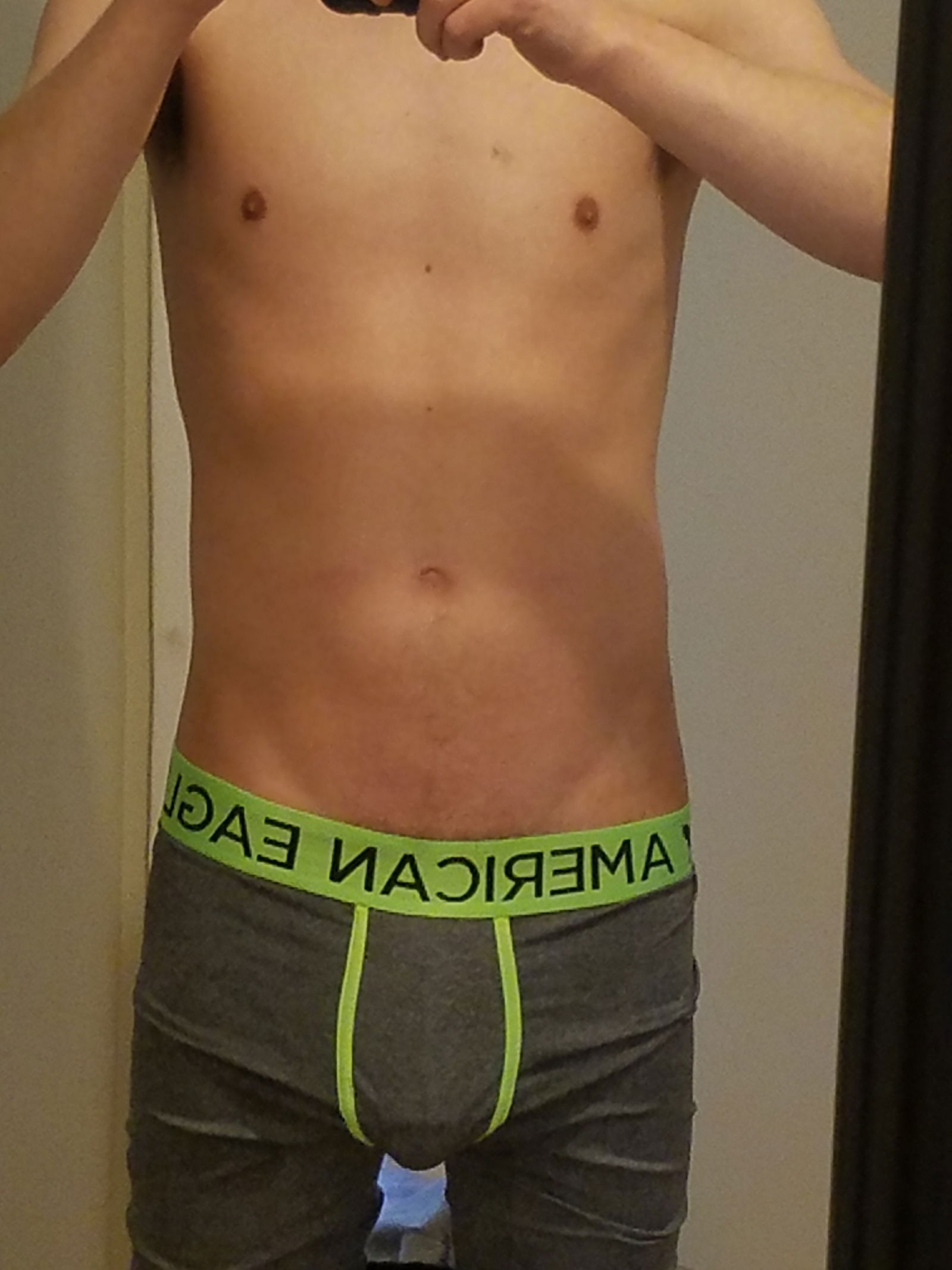 Photo by midwest22323 with the username @midwest22323, who is a verified user,  January 8, 2017 at 11:27 PM and the text says 'Various photos of me in my underwear from the past 2 months. A few cock shots poking out as well :) #underarmour  #bulge  #boxerbriefs  #american  #eagle  #precum'