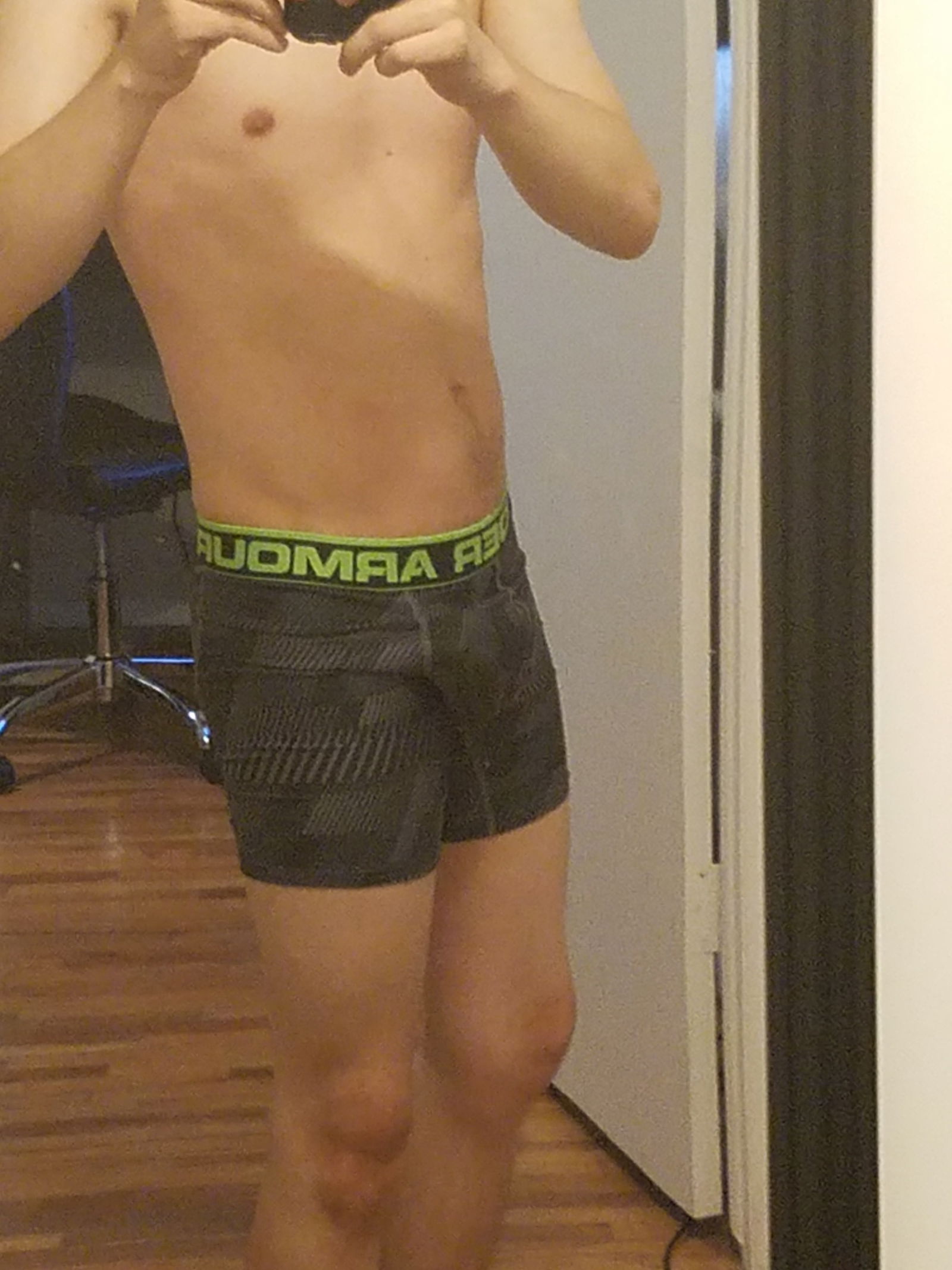 Photo by midwest22323 with the username @midwest22323, who is a verified user,  January 8, 2017 at 11:27 PM and the text says 'Various photos of me in my underwear from the past 2 months. A few cock shots poking out as well :) #underarmour  #bulge  #boxerbriefs  #american  #eagle  #precum'