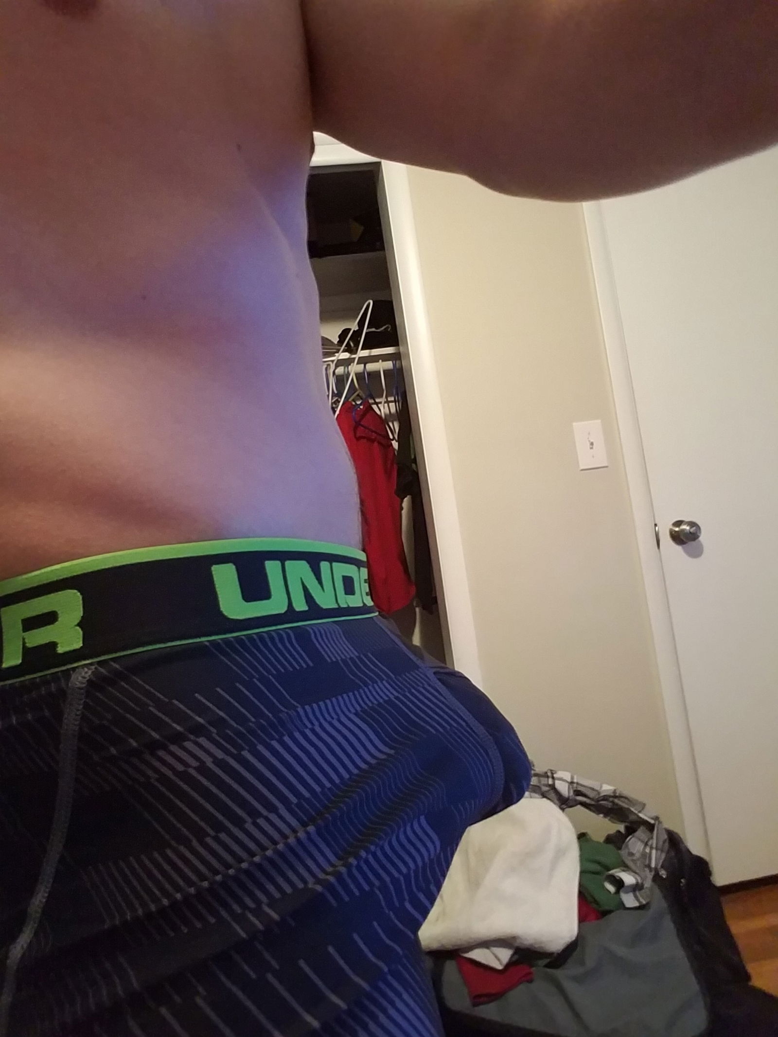 Photo by midwest22323 with the username @midwest22323, who is a verified user,  January 8, 2017 at 11:27 PM and the text says 'Various photos of me in my underwear from the past 2 months. A few cock shots poking out as well :) #underarmour  #bulge  #boxerbriefs  #american  #eagle  #precum'