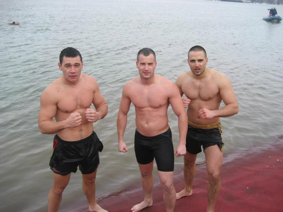Photo by roughstr8men with the username @roughstr8men,  July 16, 2019 at 4:22 PM and the text says 'Three hot, muscular Serbian kickboxers.

#Muscular #kickboxers #manlymen #straightmen'
