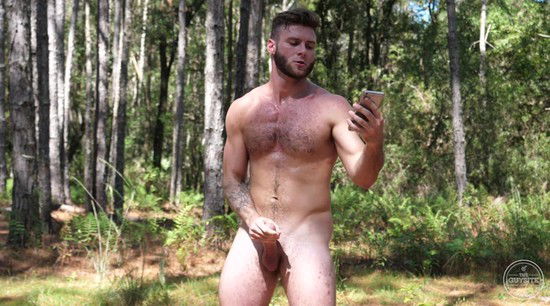 Album by roughstr8men with the username @roughstr8men,  April 12, 2019 at 11:34 AM and the text says 'Hairy muscular football player Bruce running naked through the woods and stroking his huge cock. Please see the whole post at my main blog Roughstraightmen.com:

https://www.roughstraightmen.com/2019-04/hung-hairy-football-player-bruce-in-woods/..'