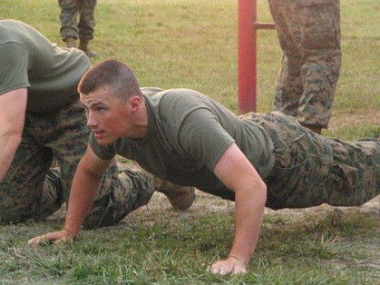 Photo by roughstr8men with the username @roughstr8men,  March 29, 2013 at 8:42 PM and the text says 'Hot marines in and out of uniform. #marines  #soldiers  #military  #uniform  #masculine  #shaved  #head  #buzz  #cut  #athletic'