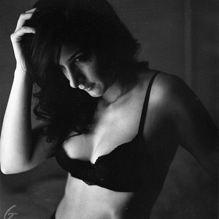 Photo by RedWineAndLube with the username @RedWineAndLube,  October 20, 2016 at 3:17 PM and the text says 'caitiest:

@glimpseintime #atlanta #b&amp;w #boudoir #lingerie #travelingmodel'