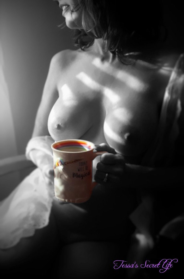 Photo by TessasSecretLife with the username @TessasSecretLife, who is a verified user,  January 30, 2019 at 2:29 PM. The post is about the topic Caffeinated Beauty and the text says 'Please follow and post in my new topic Caffeinated Beauty!  Post your pics of women and coffee (or tea, or soda, or vodka, if that's how you roll...)!'