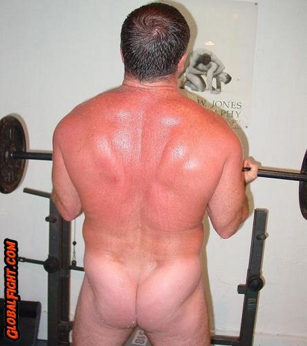 Album by Hairy Musclebears with the username @hairymusclebears,  February 8, 2021 at 1:25 PM and the text says 'Musclebear Gym Daddy VIEW HIS DAILY POSTS OF HIMSELF on his homepage at https://onlyfans.com/hairymusclebeardaddy   ---   #naked #musclebear #daddy #nudist #gym #sweaty #man #workingout'