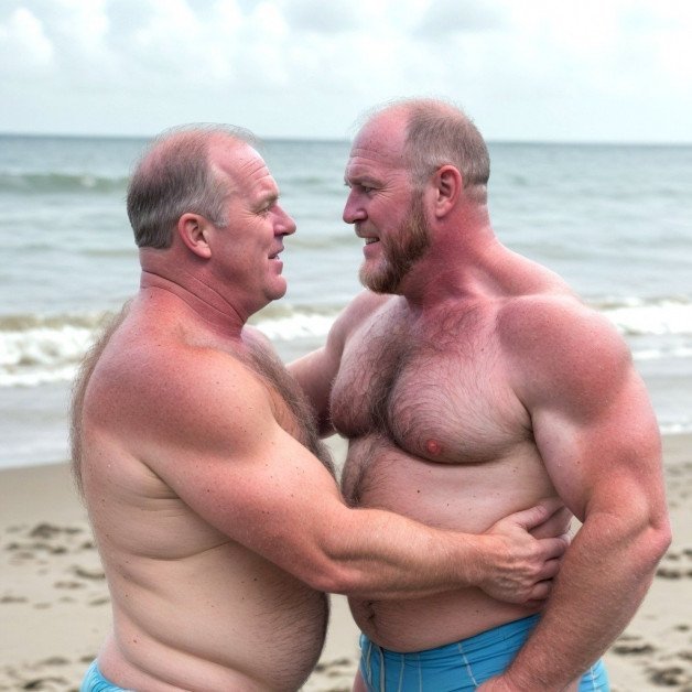 Photo by Hairy Musclebears with the username @hairymusclebears,  May 5, 2024 at 8:01 PM. The post is about the topic Fat/Chubby gay bears and the text says 'Beach Daddies from GLOBALFIGHT com  --  #hairybear #beardgang #beardlife #beardlove #beardsofinstagram #beardstyle #beardnation #beardstagram #beardman #beardlover'