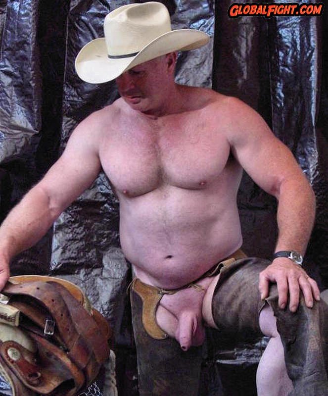 Photo by Hairy Musclebears with the username @hairymusclebears,  March 18, 2020 at 3:37 AM. The post is about the topic Musclebear Daddy and the text says 'Leather Chaps Muscledaddy from GLOBALFIGHT profiles #leather #chaps #gay #fetish #silverdaddy #muscledaddy #muscleman #muscles #grandaddy #strong #nude #naked #olderman'