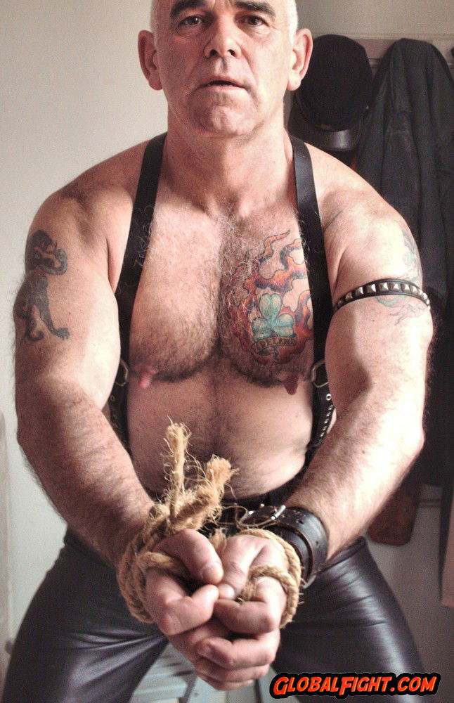 Photo by Hairy Musclebears with the username @hairymusclebears,  March 19, 2020 at 12:00 PM. The post is about the topic GayTumblr and the text says 'Irish Tattoo Daddy from GLOBALFIGHT profiles FEEL FREE TO REBLOG #irish #tattoo #tats #tattooed #tattoos #silverdaddy #leatherman #bondage #bdsm #tiedup #gaydaddy'