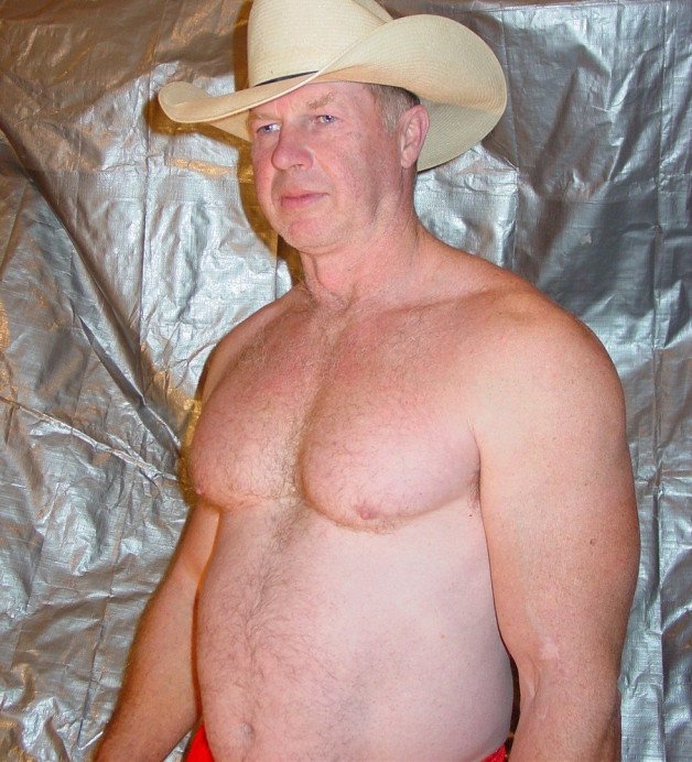 Photo by Hairy Musclebears with the username @hairymusclebears,  July 26, 2021 at 12:29 PM. The post is about the topic Musclebear Daddy and the text says 'Nudist Cowboy Daddy VIEW HIS DAILY JACKOFF POSTS on his homepage at GLOBALFIGHT.com profiles ----    #nudist #cowboy #silverdaddy #cowboyhat #silverdaddy #silverfox #old #older #man #grandaddy #grayhair #strong #tornshirt #bondage #bdsm'