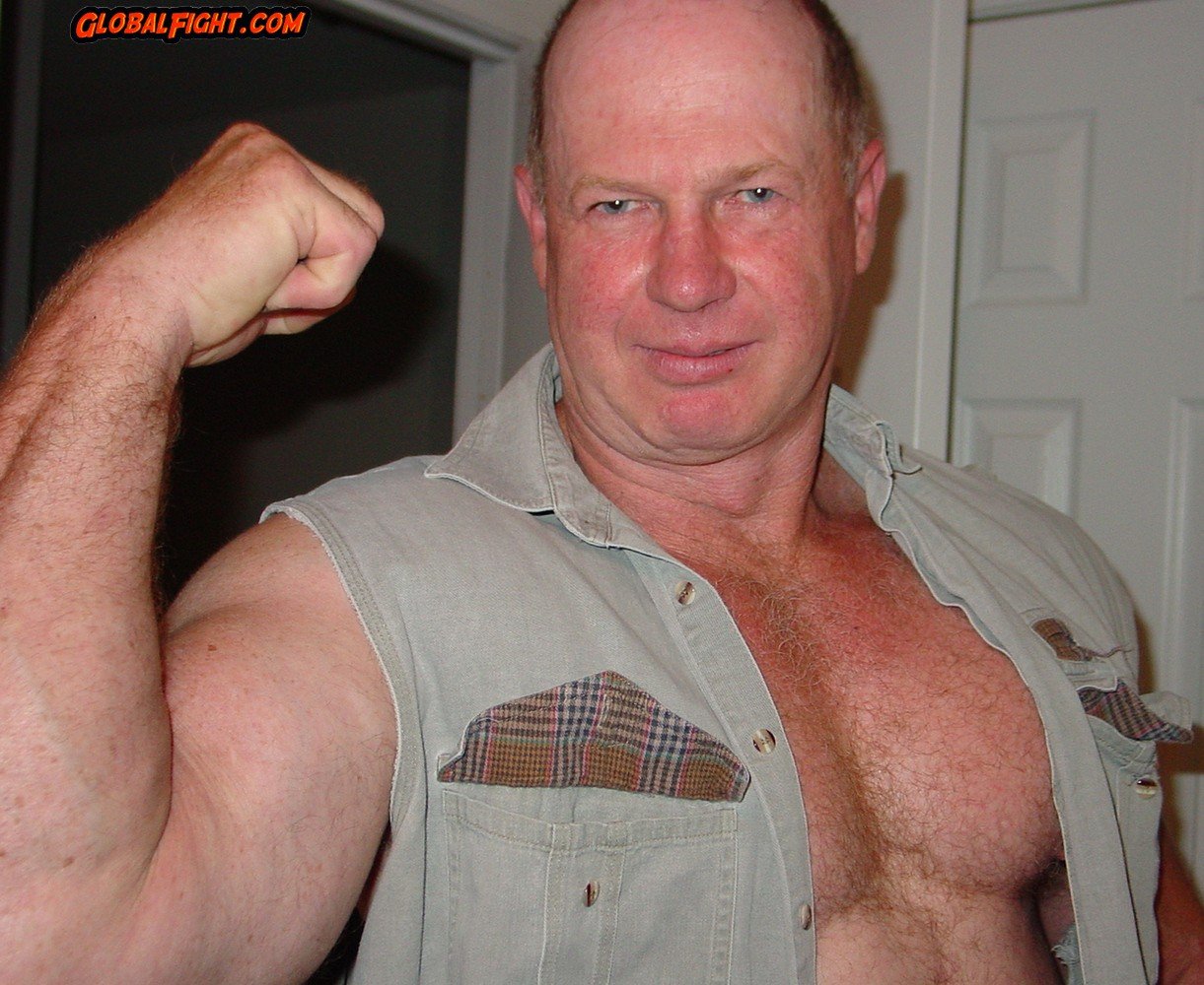 Photo by Hairy Musclebears with the username @hairymusclebears,  April 10, 2020 at 2:31 AM. The post is about the topic Musclebear Daddy and the text says 'Redneck Gay Silverdaddy from GLOBALFIGHT profiles #gay #redneck #silverdaddy #silverfox #grandaddy #hairychest'