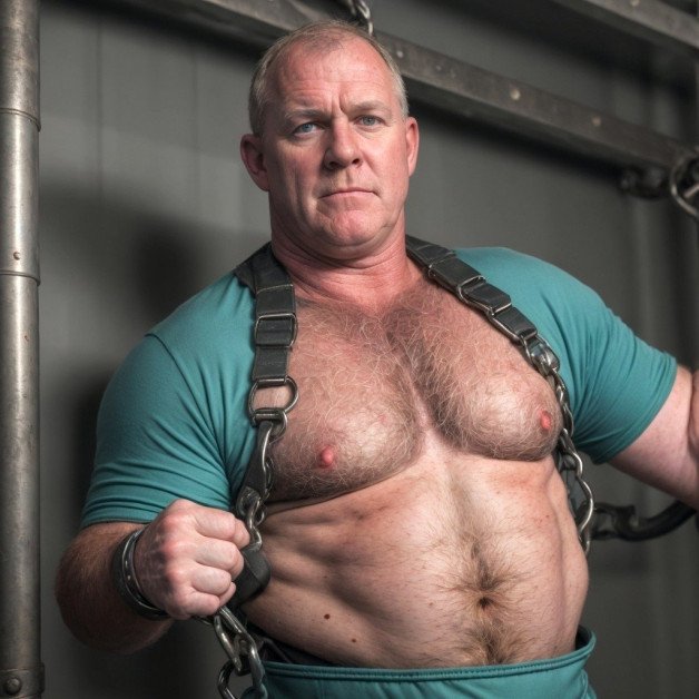 Photo by Hairy Musclebears with the username @hairymusclebears,  June 1, 2024 at 8:09 PM. The post is about the topic GayTumblr and the text says 'Bondage Ken from GLOBALFIGHT com'