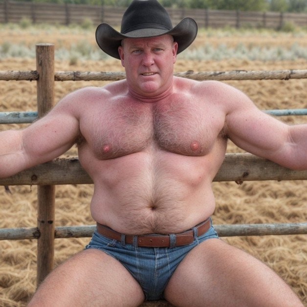 Photo by Hairy Musclebears with the username @hairymusclebears,  May 7, 2024 at 1:17 AM. The post is about the topic Gay Cowboys & Farmers and the text says 'Cowboy Ken from GLOBALFIGHT com  --  #CowboyLife #WildWest #CountryBoy #WesternStyle #RodeoReady #CowboyHat #BareChest #CountryLife #WesternWear #RanchLife'
