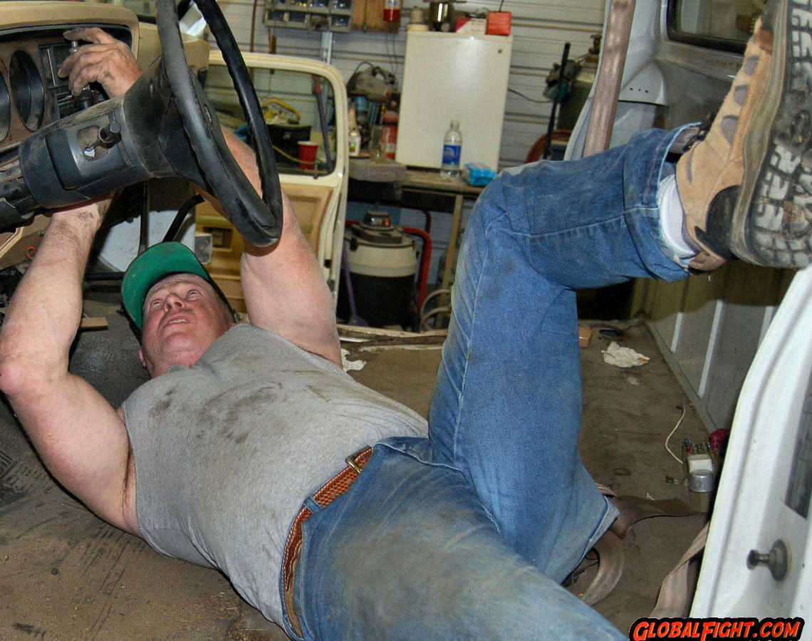 Photo by Hairy Musclebears with the username @hairymusclebears,  March 16, 2020 at 12:15 PM. The post is about the topic Musclebear Daddy and the text says 'Mechanic Muscledaddy Underwear from GLOBALFIGHT profiles FEEL FREE TO REBLOG #mechanic #garage #daddy #grandaddy #muscledaddy #hairychest #hairy #underwear #undies #greasy #dirty #working #bald #jeans'