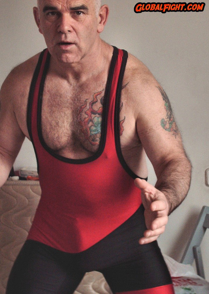 Photo by Hairy Musclebears with the username @hairymusclebears,  March 18, 2020 at 3:44 AM. The post is about the topic GayTumblr and the text says 'Singlet Wrestling Muscledaddy from GLOBALFIGHT profiles FEEL FREE TO REBLOG #singlet #gearfetish #gay #gayfetish #muscledaddy #silverfox #silverdaddy #strong #grayhair #tattoos'