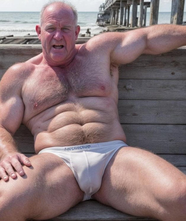 Photo by Hairy Musclebears with the username @hairymusclebears,  April 17, 2024 at 9:35 PM. The post is about the topic GayTumblr and the text says 'Underwear Beach Dad from GLOBALFIGHT com  --  #gaybeach #musclebear #gaymuscle #beachlife #gaytravel #beachbody #gayhunk #beachvibes #gaypride #beachparty'