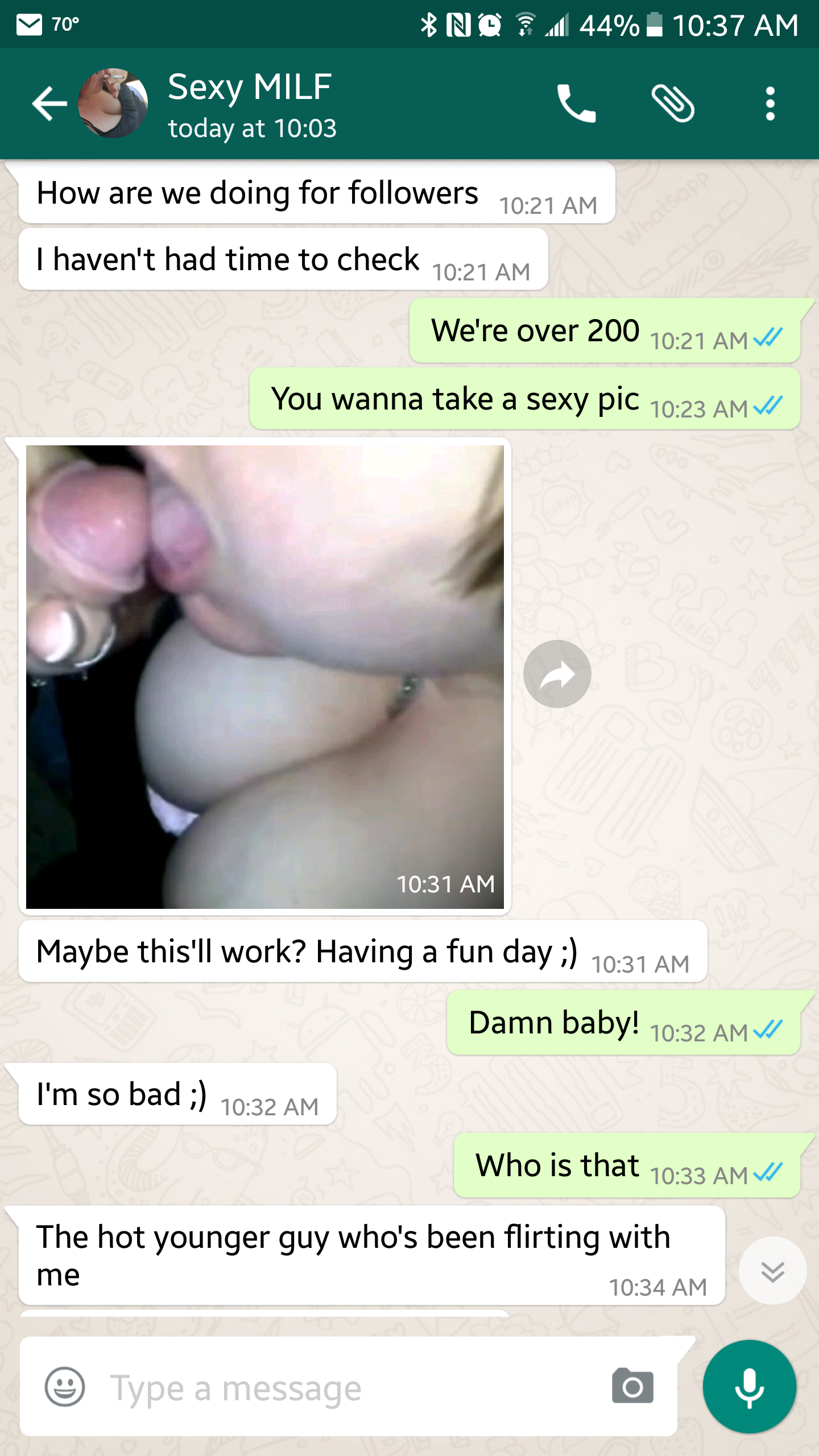 Photo by Dawn42D with the username @Dawn42D,  August 9, 2017 at 2:41 PM and the text says 'The Mrs is having fun today. Check out her texts #milf  #sexy  #milf  #cheating  #wife  #blowjob  #naughty  #at  #work  #naughty  #texts  #sucking  #dick  #coworker  #hotwife  #slutwife  #sucking  #cock  #hotwife  #text  #hotwife  #texts  #hotwife..'