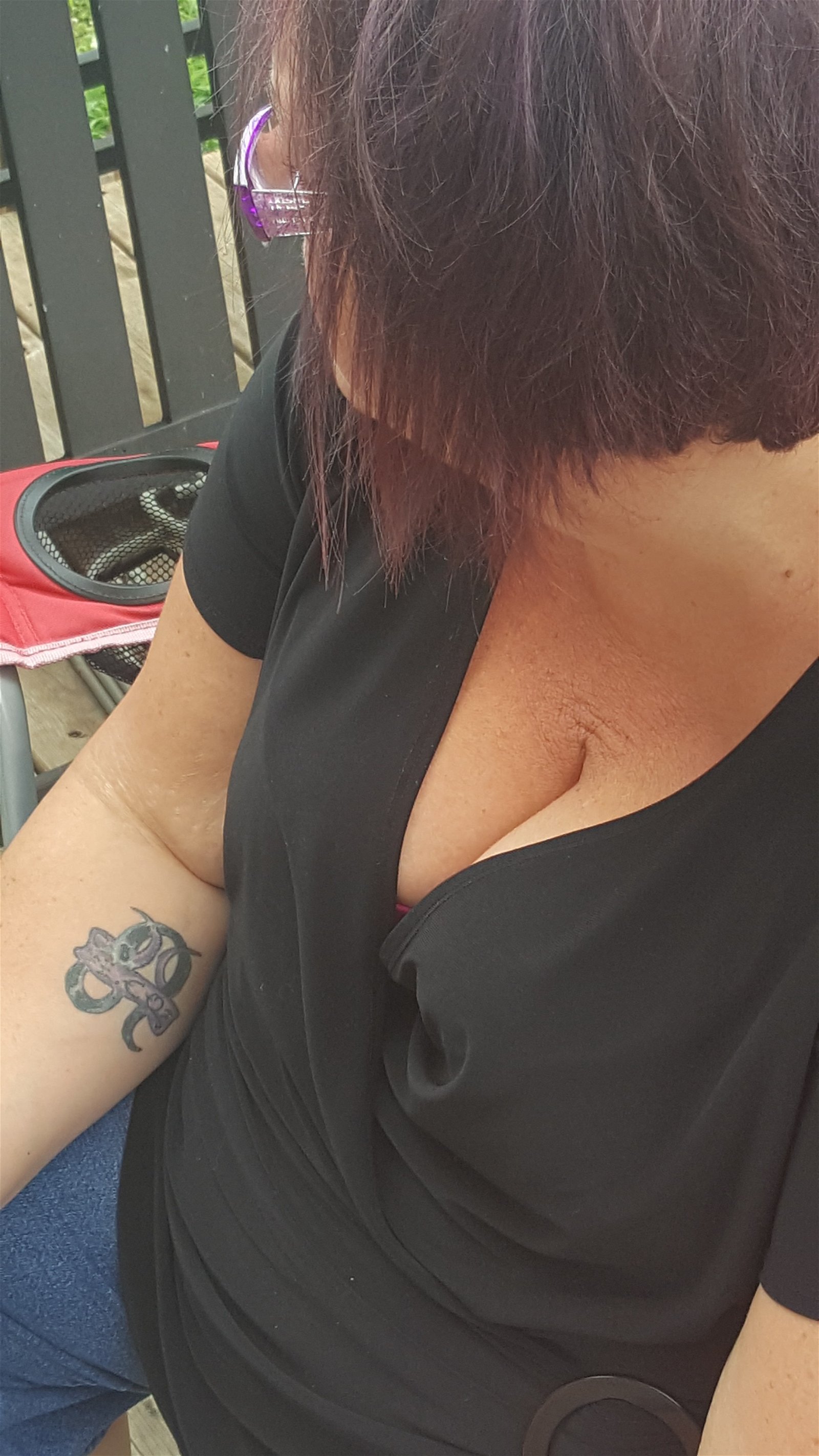 Photo by Dawn42D with the username @Dawn42D,  July 26, 2017 at 8:00 AM and the text says 'Mrs wore this out today. I love it when she shows her cleavage! #wife  #bbw  #wife  #hot  #wife  #downblouse  #cleavage  #plunging  #neckline  #tops  #showing  #cleavage  #sexy  #wife  #bbw  #wvhotbbw  #wvhb  #Dawn42D'