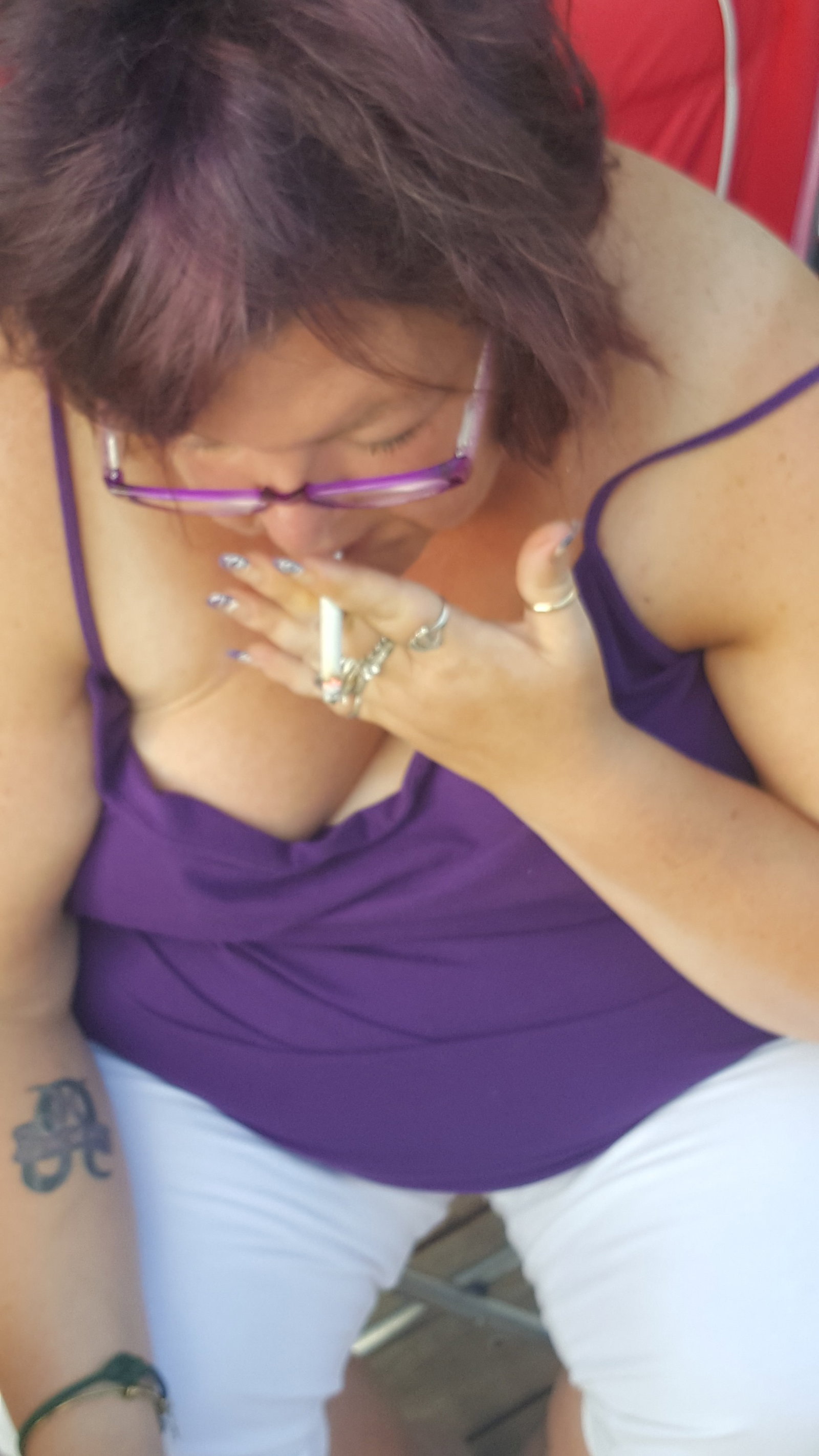 Photo by Dawn42D with the username @Dawn42D,  July 29, 2017 at 2:34 PM and the text says 'Since we’re in the monsoon today I decided to post some older pics of Mrs. I love watching her smoke with her big braless tits. #downblouse  #cleavage  #bbw  #wife  #unaware  #wife  #sexy  #wife  #hotwife  #big  #naturals  #big  #beautiful  #woman..'