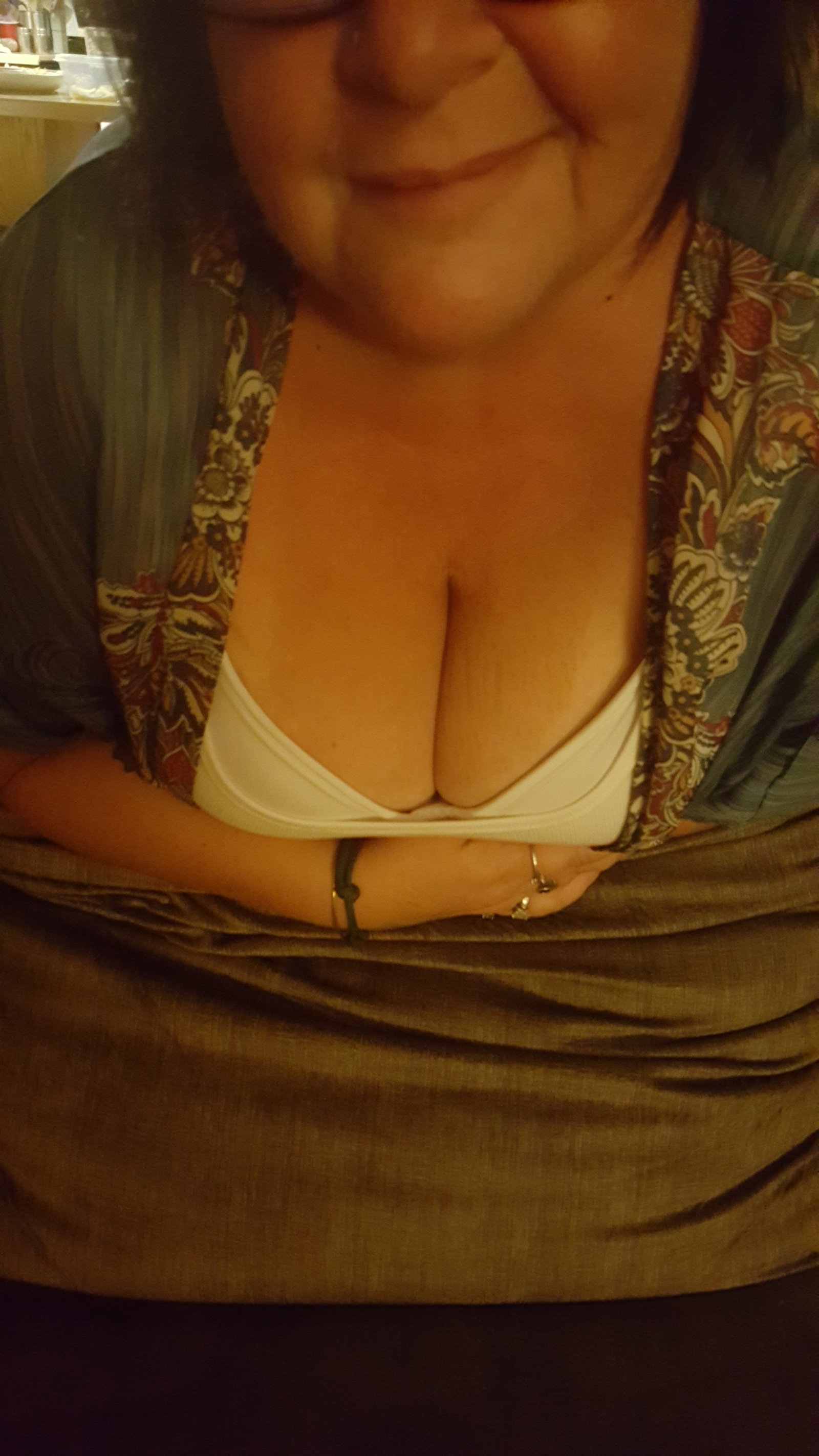 Photo by Dawn42D with the username @Dawn42D,  August 1, 2017 at 7:48 PM and the text says 'Another pic from our photoshoot last night. I&rsquo;m sure she&rsquo;s thinking about how excited she&rsquo;s making you. #downblouse  #cleavage  #sexy  #smile  #smirk  #bbw  #wife  #hotwife  #WVHotBBW  #Dawn42D'