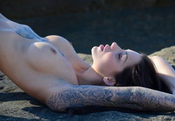 Photo by sunflower33a with the username @sunflower33a,  May 12, 2024 at 6:30 AM. The post is about the topic NakedInNature and the text says '#NakedSunday is #Lena's perfect opportunity to show her body art uncensored'