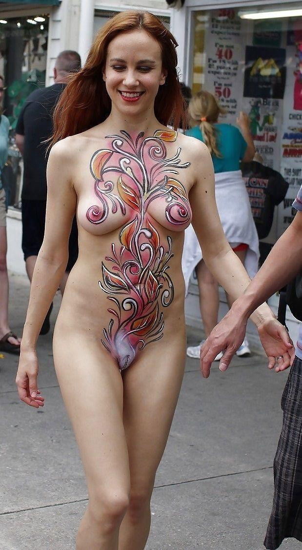 Photo by Captain-LeChene with the username @Captain-LeChene,  June 22, 2019 at 2:57 PM. The post is about the topic Naked in public and the text says 'Beautiful bodypainting!
From @sunflower22a in topic @Bodypainting'