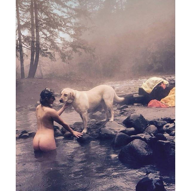 Photo by Captain-LeChene with the username @Captain-LeChene,  April 18, 2016 at 9:48 PM and the text says 'ayearofdeepcreek:

@clarissa.sprague 
McCredie Hot Springs | Oregon
#sunsoutbunsout #bunsout #bumout #toplesstopout #freethenipple #nudeinnature #nakedinnature  #positivebodyimage #love2benaked #livenaked #lovenaked #nakedadventure #nakedadventures..'