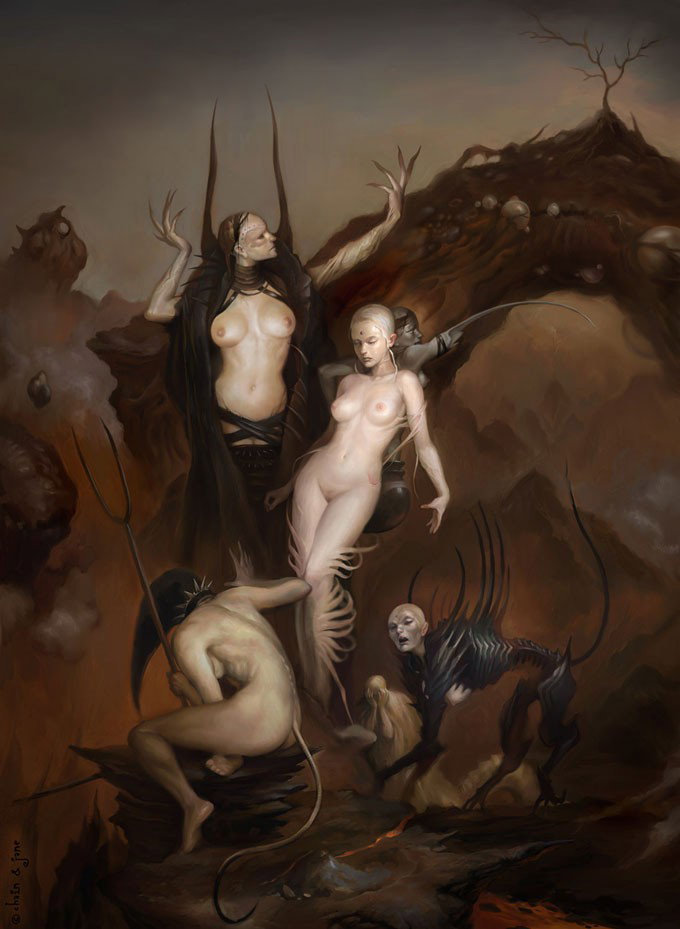 Photo by Firepower with the username @hungrygirls,  January 20, 2014 at 9:46 AM and the text says 'senseorsensuality:

Artwork by Mathias Kollros


 #fantasy  #art  #mathias  #kollros'
