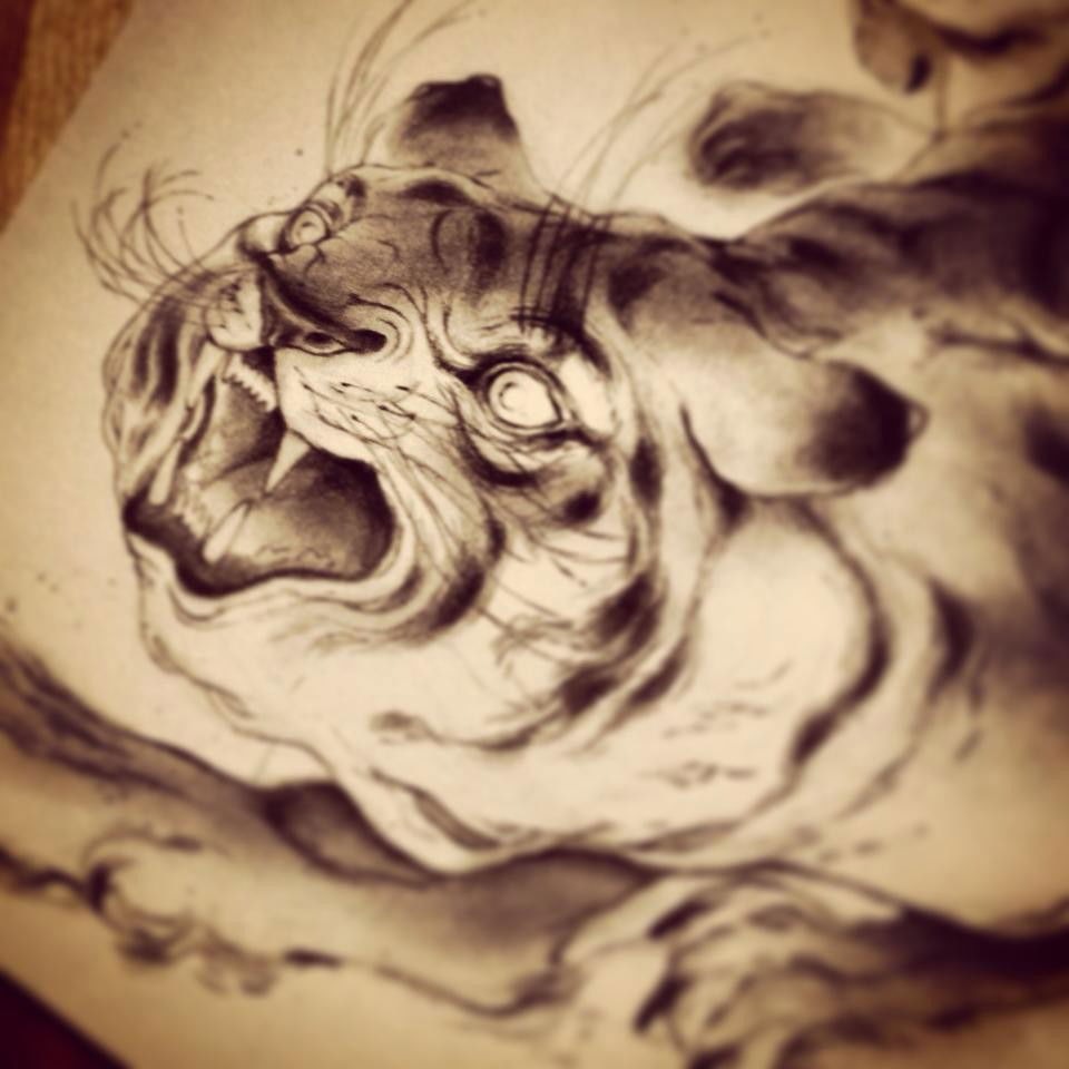 Photo by Firepower with the username @hungrygirls,  April 13, 2014 at 1:53 PM and the text says 'gloriapizzilli:

© Gloria Pizzilli
 #graphite  #tiger'