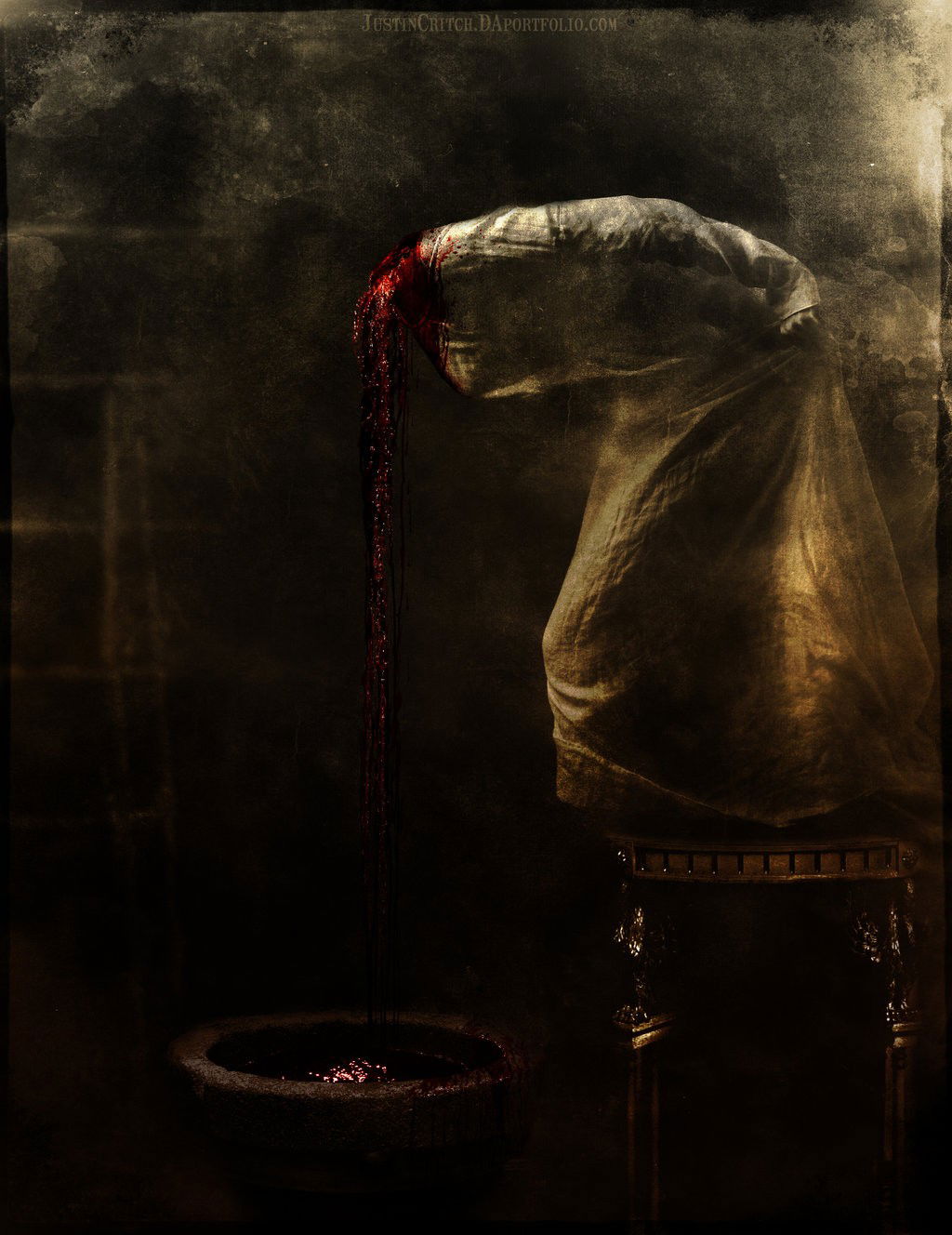 Photo by Firepower with the username @hungrygirls,  March 23, 2015 at 12:33 AM and the text says 'Massacre of Mentality by scaryjesus #execution  #blood  #horror  #violence'