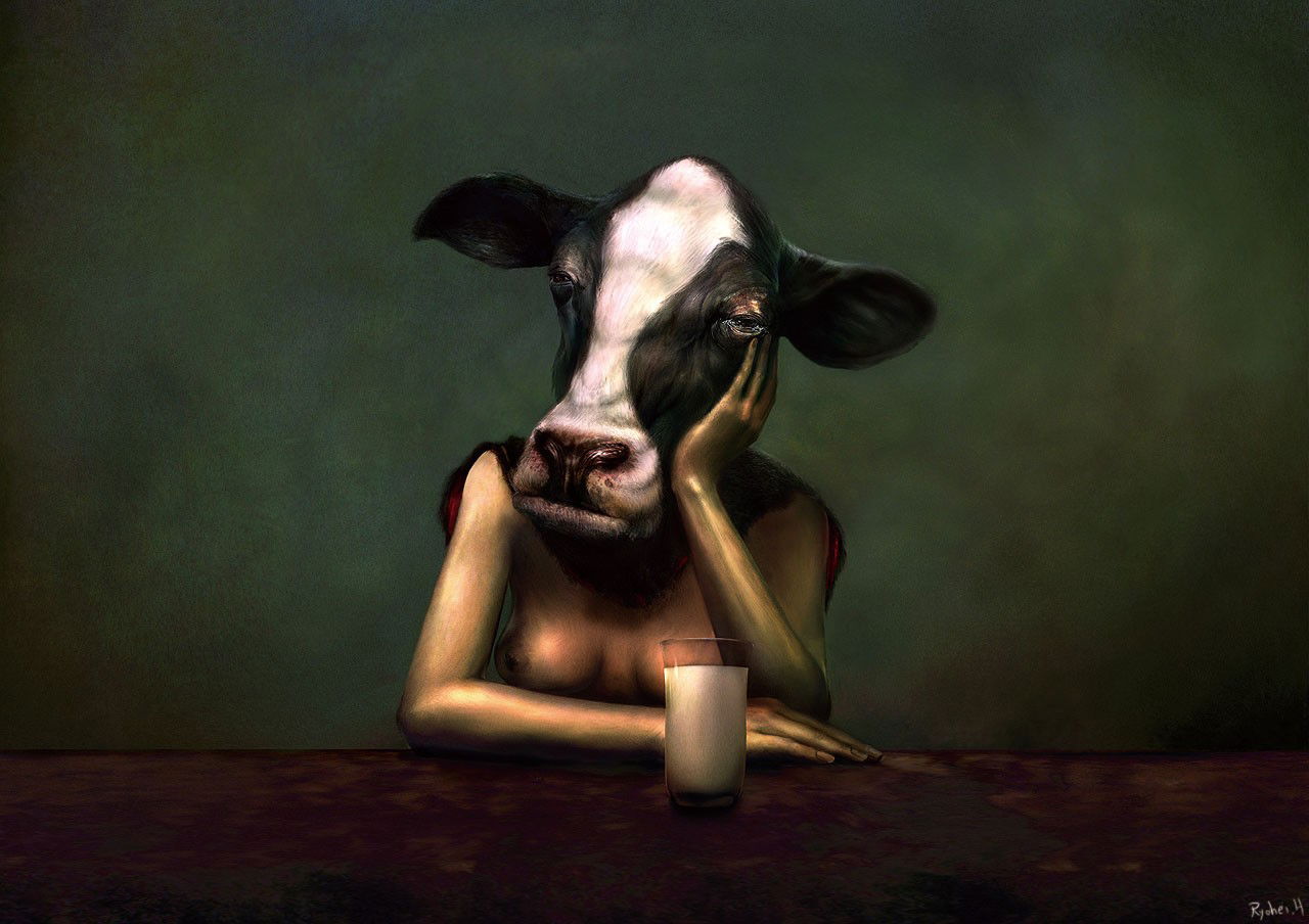 Watch the Photo by Firepower with the username @hungrygirls, posted on February 11, 2014 and the text says 'their-feelings 01 by Ryohei-Hase #cow-woman  #glass  #of  #milk'