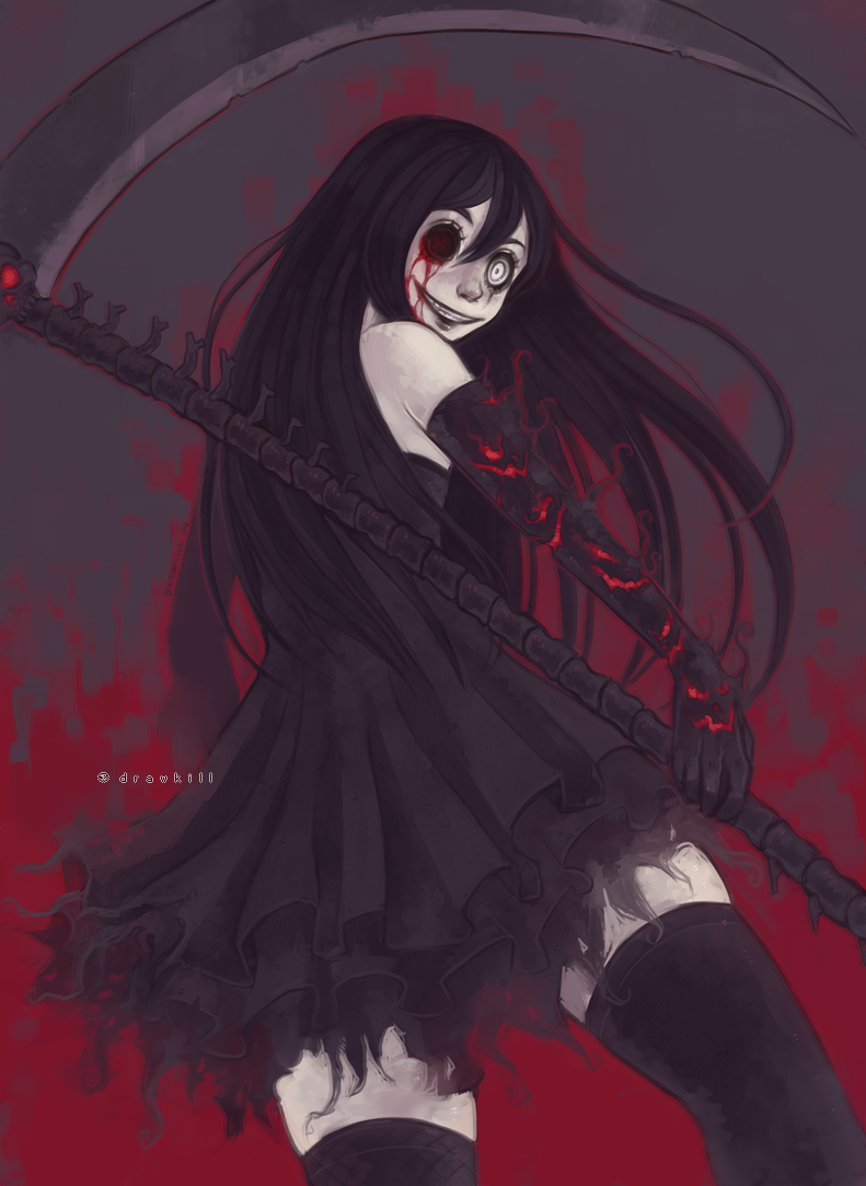 Photo by Firepower with the username @hungrygirls,  June 9, 2014 at 12:01 AM and the text says 'The Night Scythe by DrawKill #grim  #reaper'