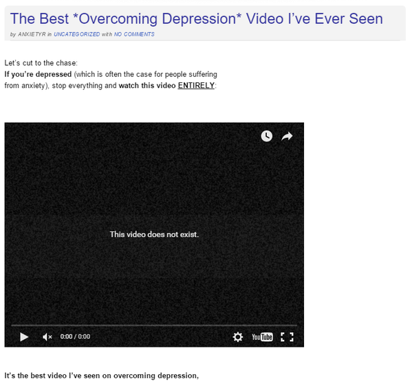 Photo by Firepower with the username @hungrygirls,  December 14, 2016 at 10:18 PM and the text says '#depression  #the  #best  #video'