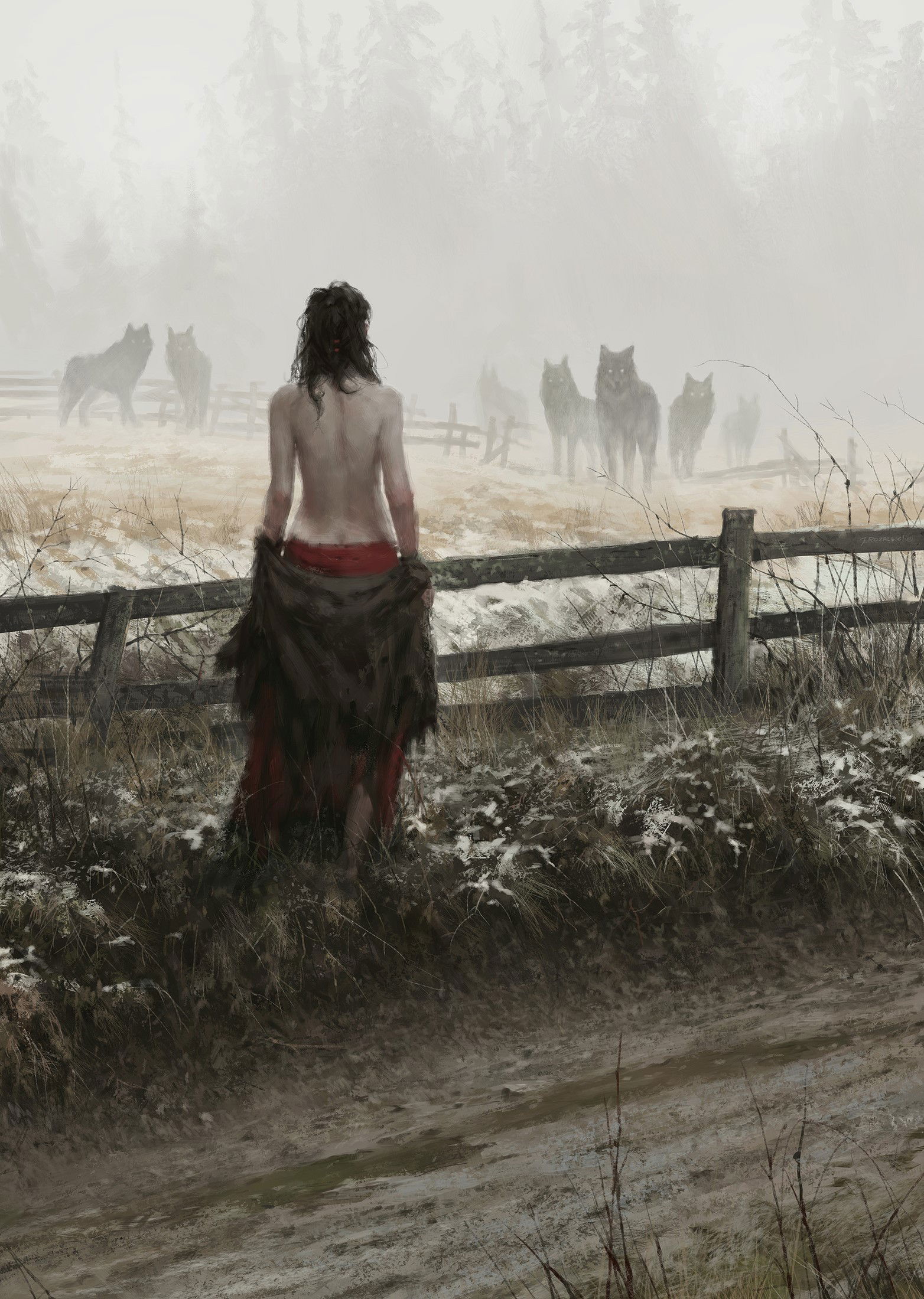 Photo by Firepower with the username @hungrygirls,  April 18, 2018 at 11:47 PM and the text says 'morbidfantasy21:true nature – fantasy concept
by Jakub
Rozalski 
 #werewolves  #witch'