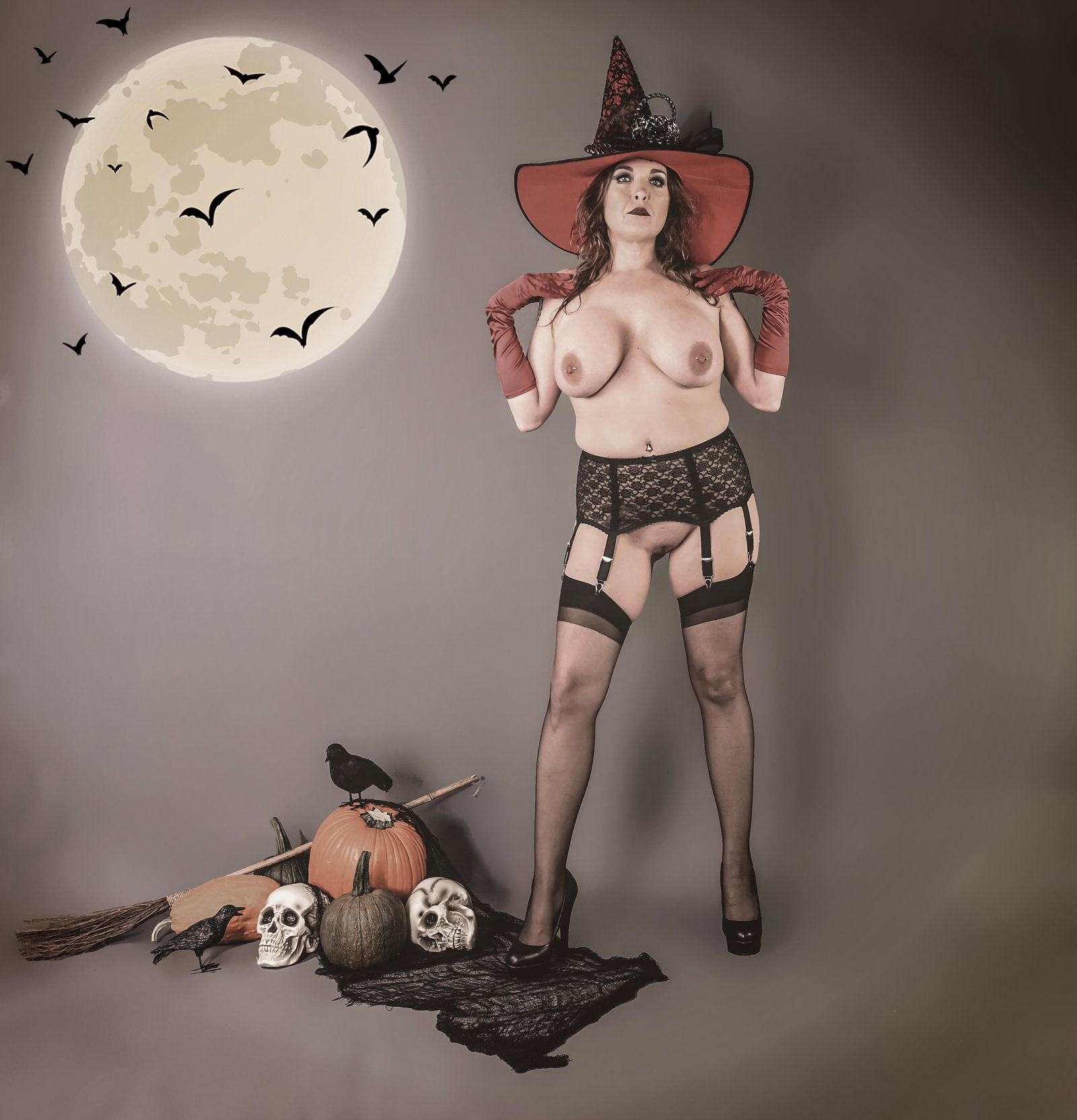 Photo by Denise La Fleur with the username @deniselafleur, who is a star user,  October 13, 2023 at 6:46 PM. The post is about the topic Sexy Halloween and the text says 'Happy Friday, The 13th!!! 💀'