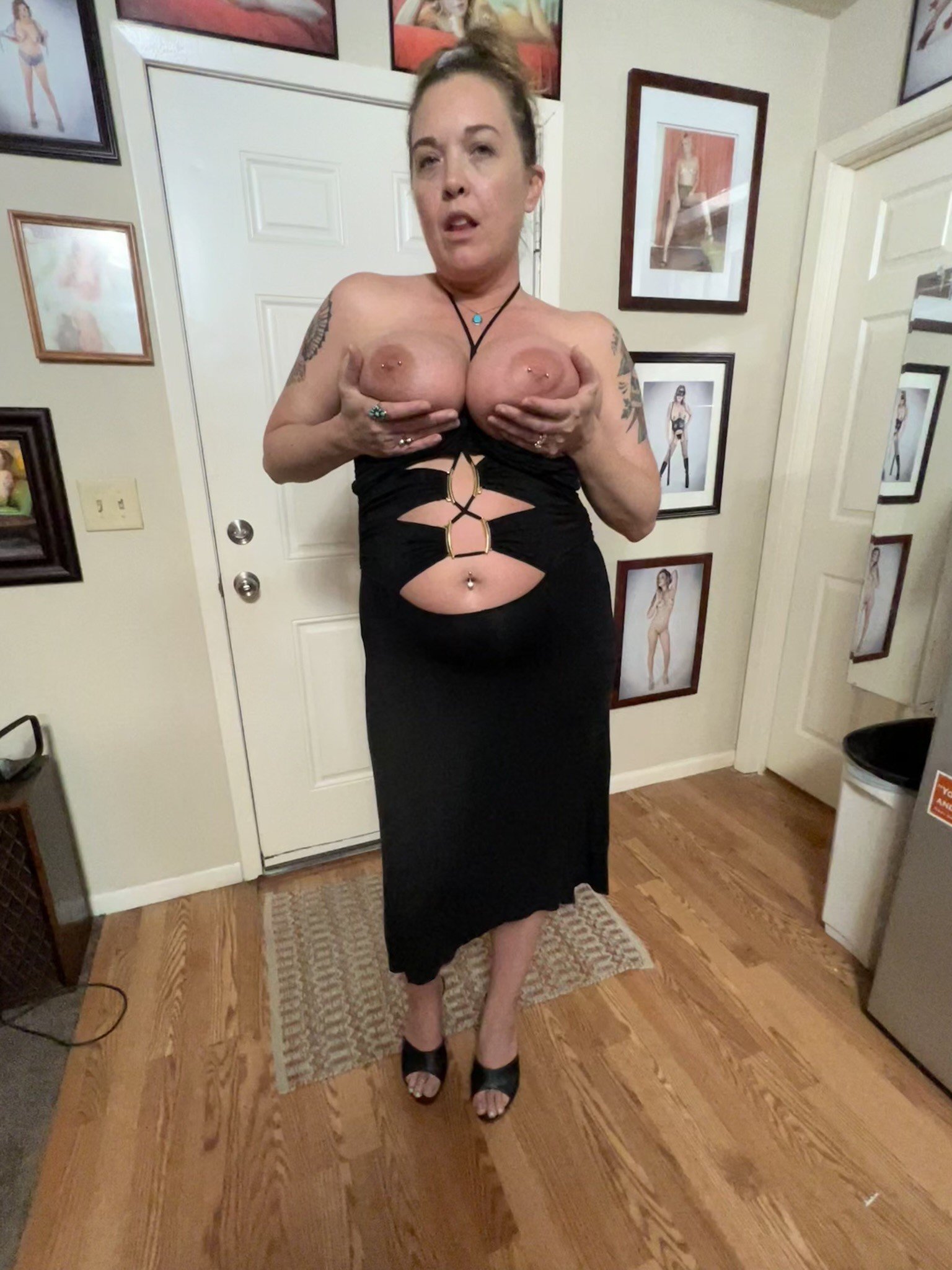 Album by Denise La Fleur with the username @deniselafleur, who is a star user,  April 26, 2022 at 10:19 PM. The post is about the topic Creampie and the text says 'Tried on a dress, then somehow ended up with a creampie!!!…💜😈💜'