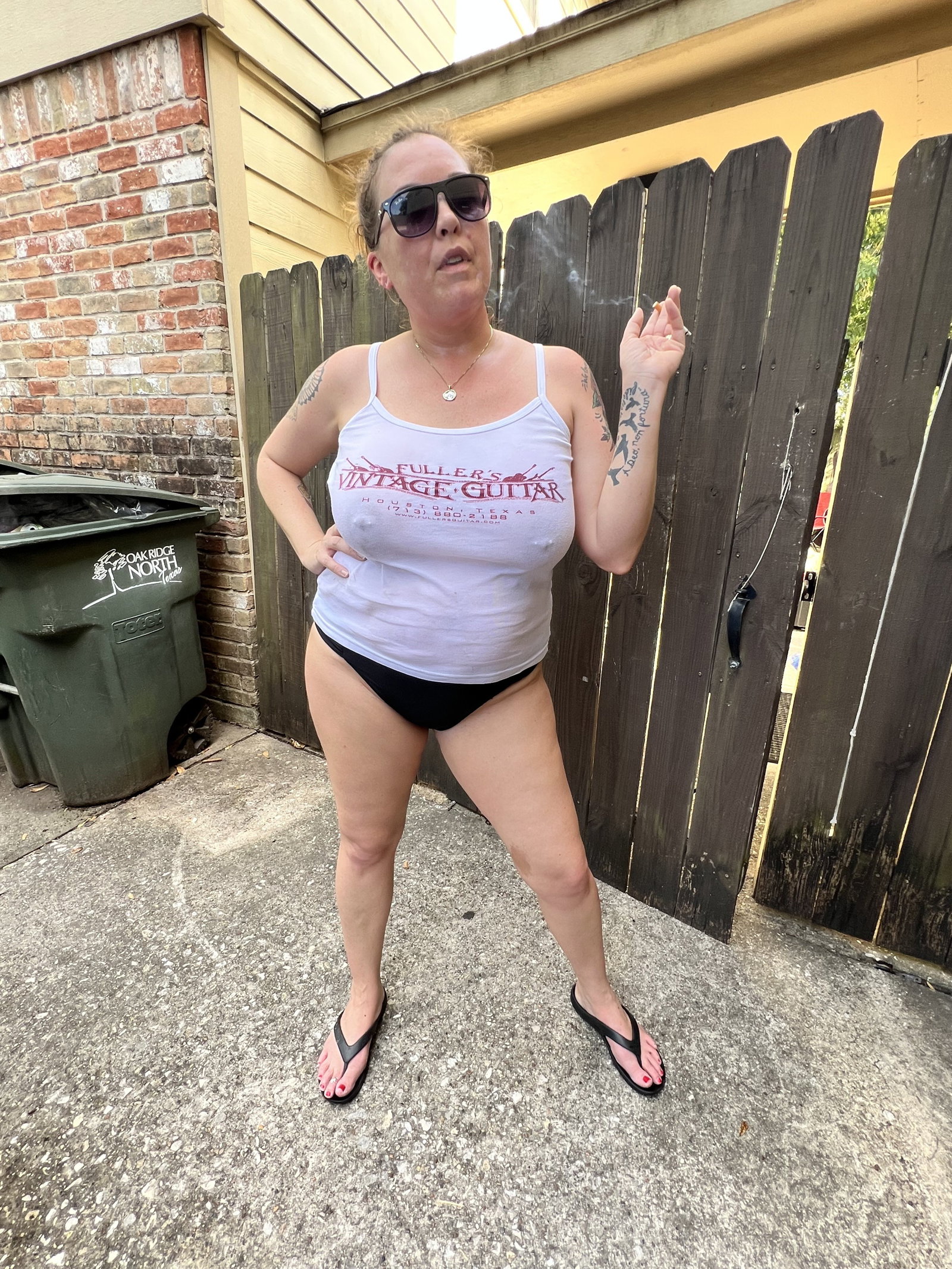 Photo by Denise La Fleur with the username @deniselafleur, who is a star user,  July 30, 2022 at 12:44 AM. The post is about the topic Wet T-Shirts and the text says 'Washed the truck, today!!!…😎'