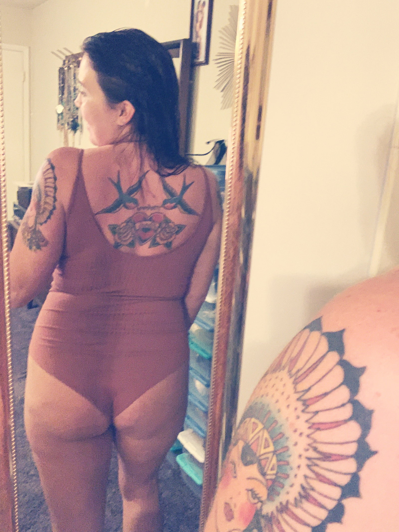 Photo by Denise La Fleur with the username @deniselafleur, who is a star user,  March 14, 2019 at 9:10 PM. The post is about the topic Amateurs and the text says 'It’s thong Thursday, peeps, and bodysuit weather on the gulf coast...YUMMMY!!” #vintagevibes #buttcheeksandcleavage #goldenhuesgoldenglow #pinupmodel #realwomenwithrealbodies'