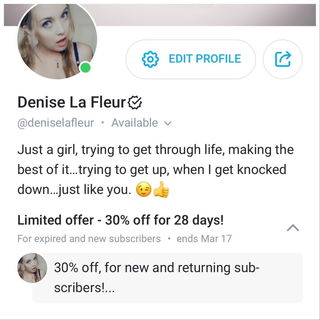 Album by Denise La Fleur with the username @deniselafleur, who is a star user,  February 22, 2022 at 1:49 AM. The post is about the topic OnlyFans and the text says 'Join my OnlyFans page!!!…30% off!!!  onlyfans.com/deniselafleur'