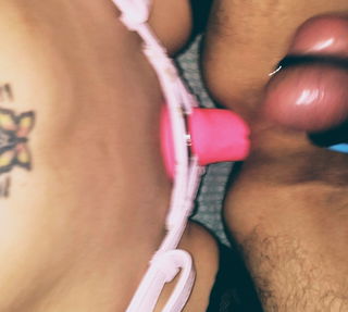 Photo by HisMistress ❤️ with the username @TheeHottest2011, who is a verified user,  April 22, 2019 at 2:43 AM and the text says 'He takes my pink cock and my pussy drools on the sheets below. I need a face to ride while I fuck my husband's ass'