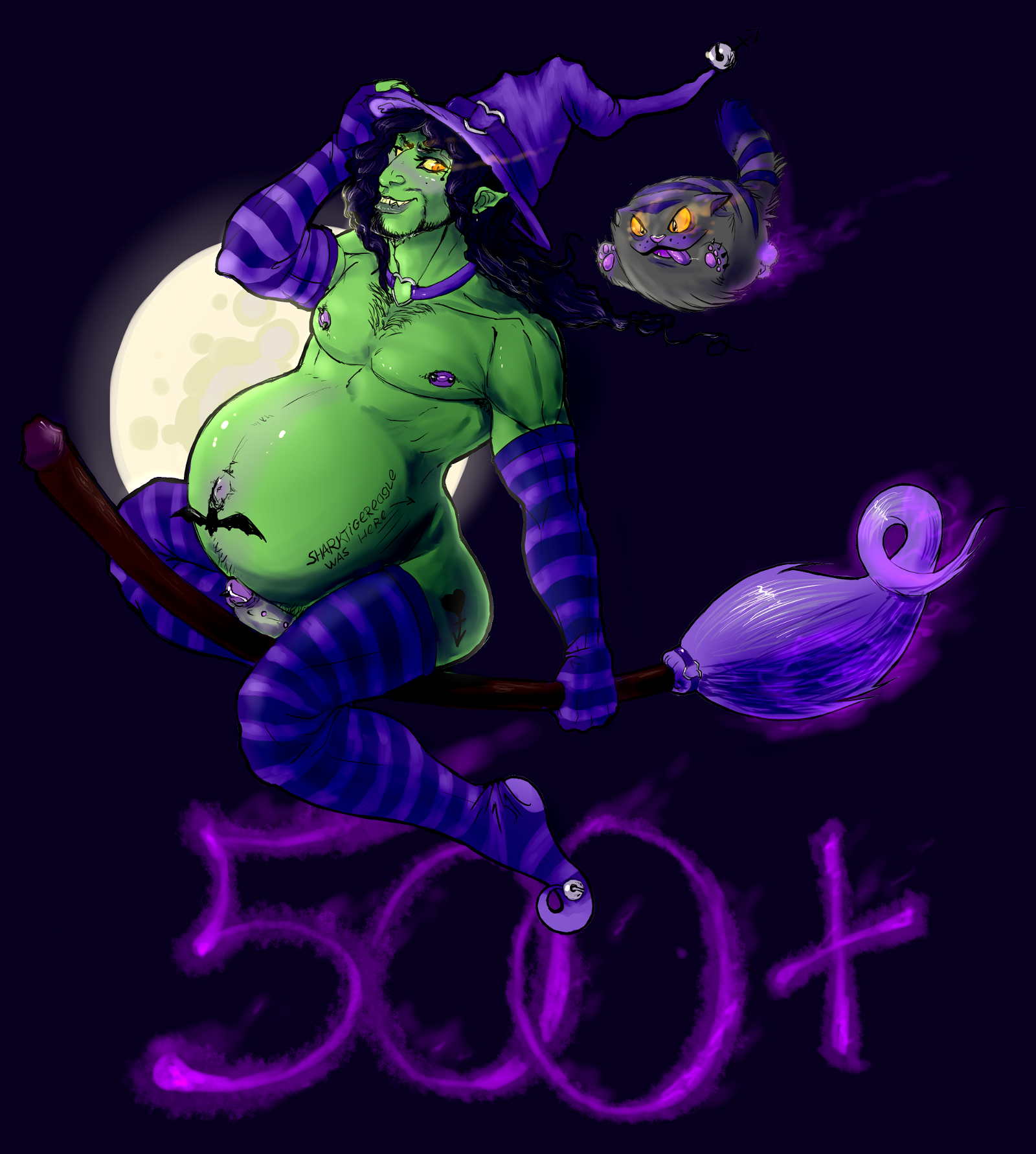 Photo by SharkTigerEagle with the username @SharkTigerEagle,  October 23, 2018 at 8:23 PM and the text says '500+ASDFG! I missed the round numbaaah! AWWW D=&lt; But oh well&hellip; But I haz some big heavy handsome witch. Who say that witches always supposed to be women anyway? They say Halloween night witches gather to fuck with demons, guess where he’s going..'
