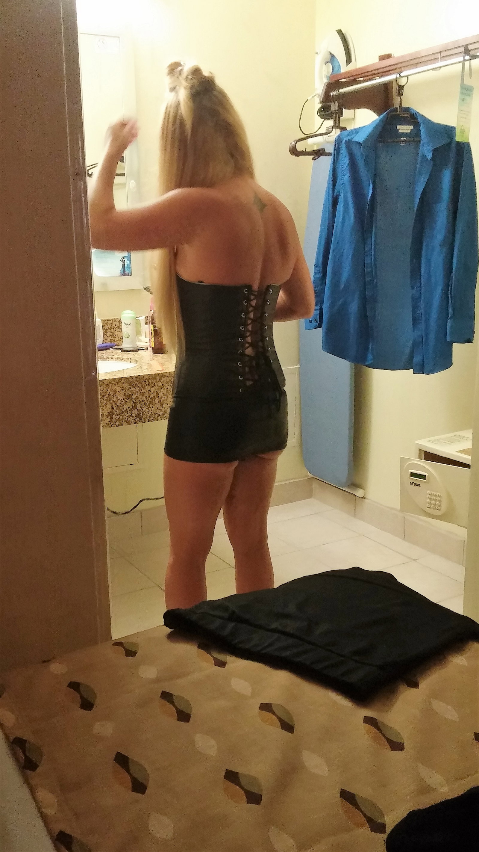 Photo by Mandrplaytime with the username @Mandrplaytime, who is a verified user,  April 2, 2019 at 10:19 PM. The post is about the topic Hotwife and the text says 'Getting ready'