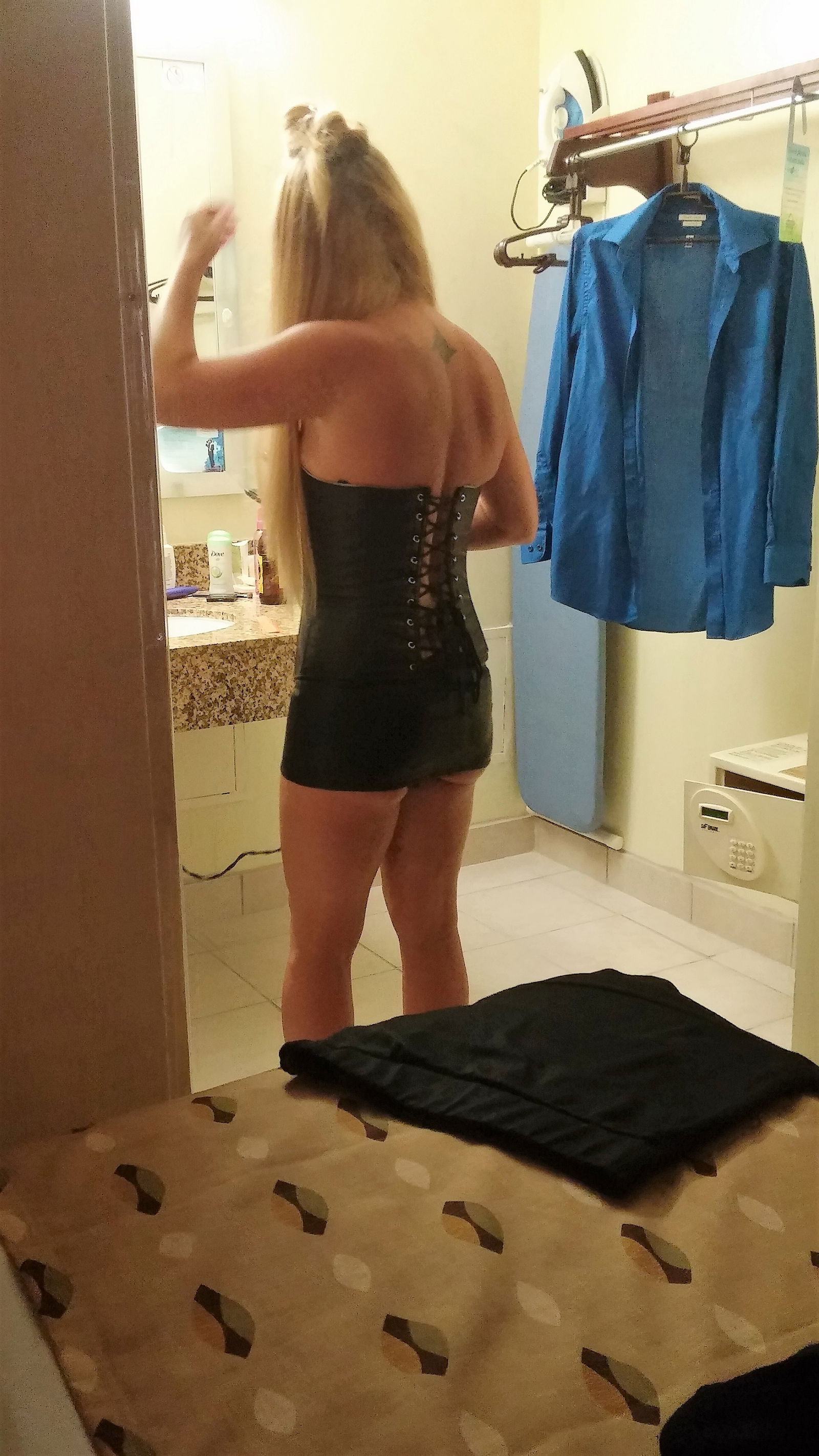 Photo by Mandrplaytime with the username @Mandrplaytime, who is a verified user,  April 2, 2019 at 8:50 PM and the text says 'Getting ready to go out one night swingers party love her'