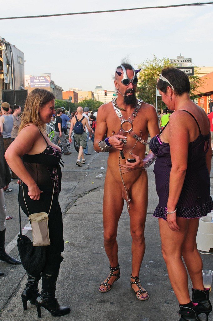 Photo by AllThingsCFNM with the username @AllThingsCFNM,  July 30, 2016 at 9:50 PM and the text says 'Openly admiring his &lsquo;accessories&rsquo;.

Get your CFNM updates @ www.AllThingsCFNM.net #cfnm  #threeway  #nude  #in  #public  #public  #exhibitionism  #folsom  #st.  #fair'
