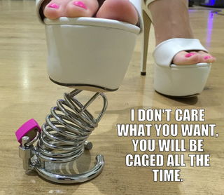 Photo by EssentialErotics.com with the username @EssentialErotics,  December 30, 2019 at 1:53 PM and the text says 'Whether you are putting that clitty in timeout or life in prison, a steel chastity cage will assert your control and your partners helplessness, stripping him of his manhood http://essentialerotics.com/category/75/Bondage/Chastity-and-Cock-Cages'